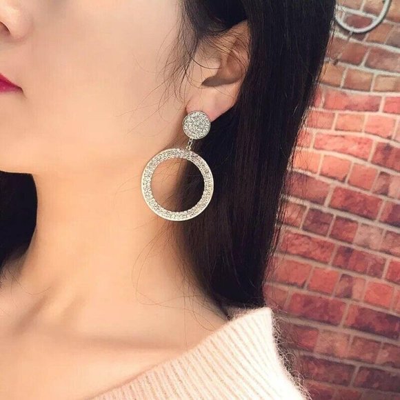 Unbranded Jewelry - Large Round Circle Crystal Hoop Statement Earrings